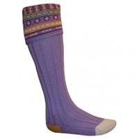 coxwear pennine socks ladies fairisle shooting socks lilac medium