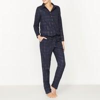 cotton pyjama onesie with metallic thread check