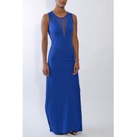 cobalt mesh panel cut out maxi dress