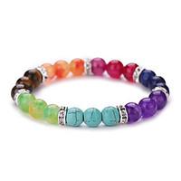 Colorful Natural Agate Buddha Beads Energy Stone Bracelet #YMGS1004