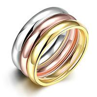 Concise Mixed Color Titanium Steel Eternity 3 in 1 Band Wedding Ring SetJewellery for Women Accessiories