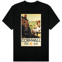 Cornwall; England - Street Scene with Two Men Working Railway Poster