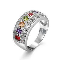 Colorful Cz Diamond Ring Classic New Plated Party Jewelry Rings For Women Bijoux Cute fashion accessary finger ring