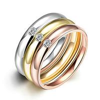 Concise Mixed Color Titanium Steel Imitation Drill 3 in 1 Band Wedding Ring Set Jewellery for Women Accessiories