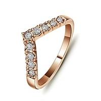 Concise Style 18K Rose/White Gold Plated V Love Rings Anel Joias With Austrian Crystal Stellux Jewelry