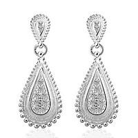 Concise Silver Plated Clear Crystal Waterdrop Earrings for Party Women Jewelry Accessiories