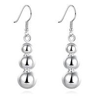 Concise Silver Plated Triple Beads Connected Drop Earrings for Party Women Jewelry Accessiories