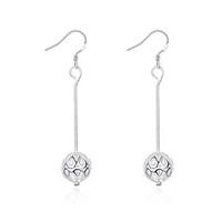 Concise Silver Plated Hollow Ball Dangle Earrings for Party Women Jewelry Accessiories