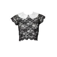 Contrast Collar Lace Top