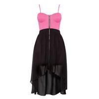 Contrast Zip Front Bustier Dress