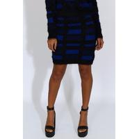 Cobalt and Black Fluffy Check Skirt