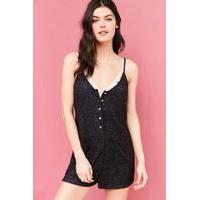 Cosy Button-Down Black Playsuit, BLACK