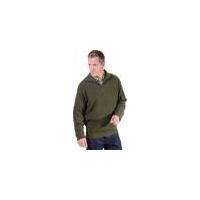 Coarse Knit Pullover with Zip, olive green in various sizes