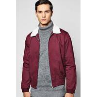 Collar Harrington Jacket With Zip Pockets - wine