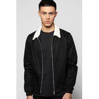 Collar Harrington Jacket With Zip Pockets - black