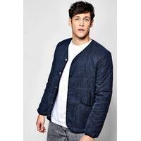 Collarless Jacket - navy