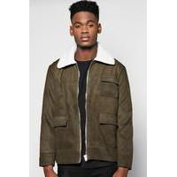 Collar Multi Pocket Melton Coach Jacket - khaki