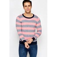 Coral Contrast Striped Jumper