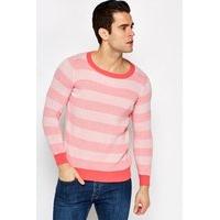 coral contrast striped jumper