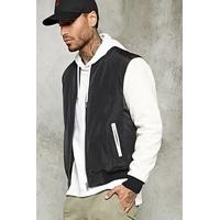 Contrast-Sleeve Bomber Jacket