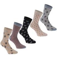 Cote De Moi 5 Pack Crew Socks Ladies