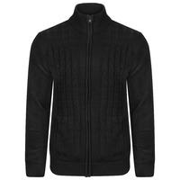 Cone Heavy Cable Knit Fleece Lined Cardigan in Black  Kensington Eastside