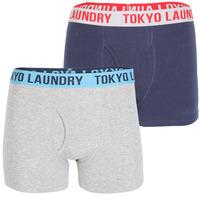 Copperfield Boxer Shorts Set in Light Grey Marl / Midnight Blue  Tokyo Laundry
