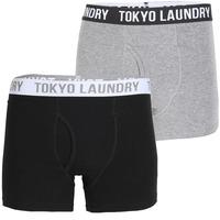 Copperfield Boxer Shorts Set in Mid Grey Marl / Black  Tokyo Laundry