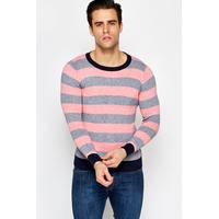 Coral Contrast Striped Jumper