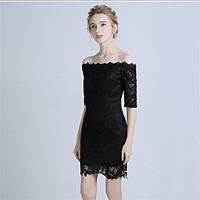 Cocktail Party Prom Dress - Sexy A-line Bateau Short / Mini Lace with Lace