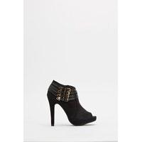 Contrast Buckle Side Heeled Boots