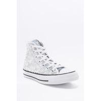 Converse All Star Chuck Taylor Silver Sequin High-Top Trainers, SILVER