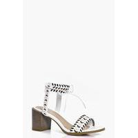 contrast whip stitch block heels white