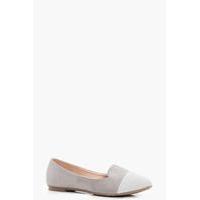 Contrast Toe Cap Slipper Ballet - grey