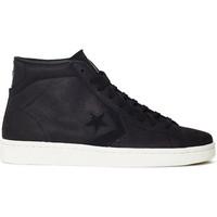 converse pro leather 76 hi black mens shoes high top trainers in black