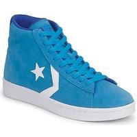 converse pro leather suede mid mens shoes high top trainers in blue