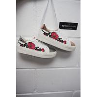 Colette floral embroidered metallic trainers