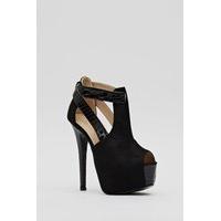 Contrast Cut Out Suedette Platformed Heels