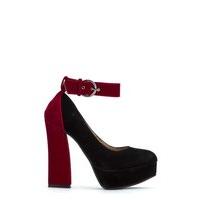 Contrast Ankle Strap Block Heels