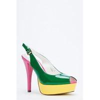 colour block sling back heels