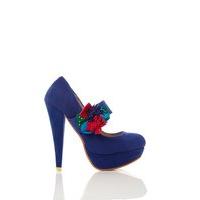 colourful flower strap velour shoes