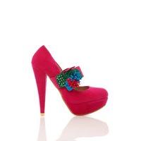 Colourful Flower Strap Velour Shoes