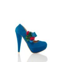 Colourful Flower Strap Velour Shoes