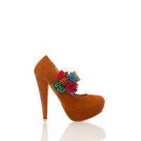 Colourful Flower Strap Velour Shoes