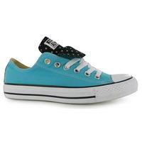 converse ox double tongue low canvas trainers