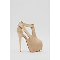 Contrast Cut Out Suedette Platformed Heels