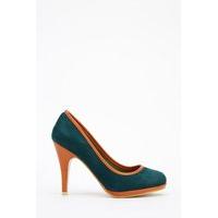 Contrast Faux Leather Trim Court Shoes