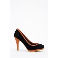 Contrast Faux Leather Trim Court Shoes