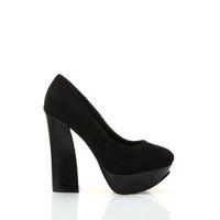 Contrast Hi-Shine Platform Suedette Court Shoes