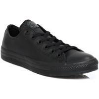 Converse Mens Womens Black All Star OX Leather Trainers women\'s Shoes (Trainers) in black
